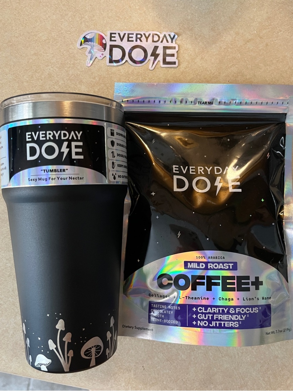 Black Insulated Tumbler & Mild Roast Coffee Set